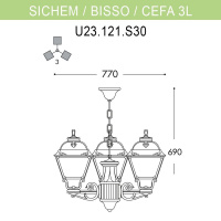 Уличный подвесной светильник Fumagalli Sichem/Cefa 3L U23.120.S30.BXF1R