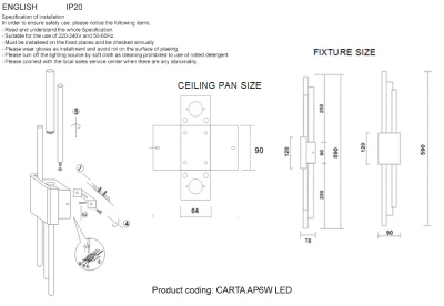 Бра Crystal Lux CARTA AP6W LED WHITE/CHROME